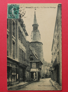 Ansichtskarte AK Dinan 1922 Strasse Tepicerie L Horloge Turm Frankreich France 22 Cotes d Armor